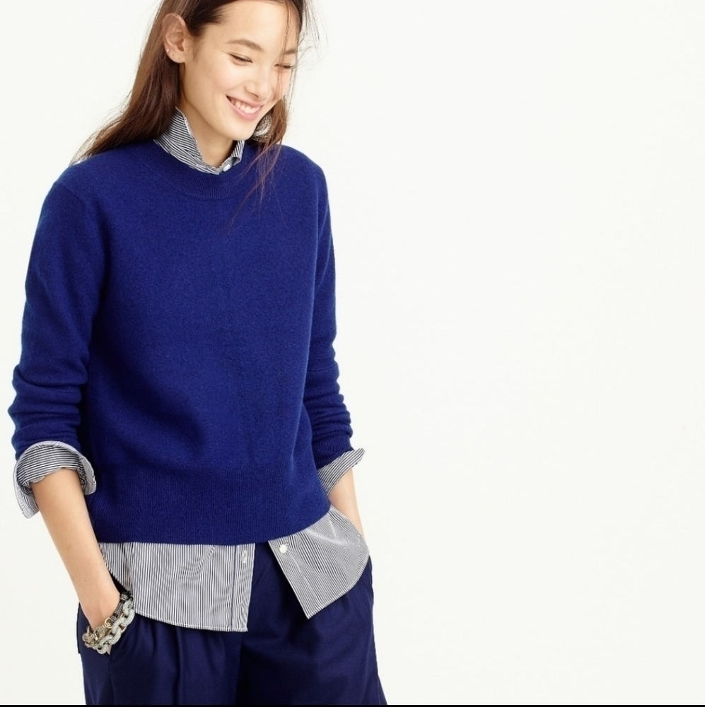 J.Crew Wool Back-Zip Dark Blue Sweater